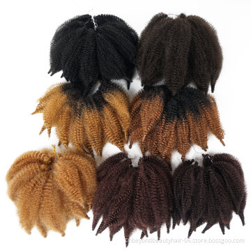 8inch Short Crochet Marley Hair Soft Afro Kinky Twist Crochet Braids Synthetic Braiding Hair Black Brown